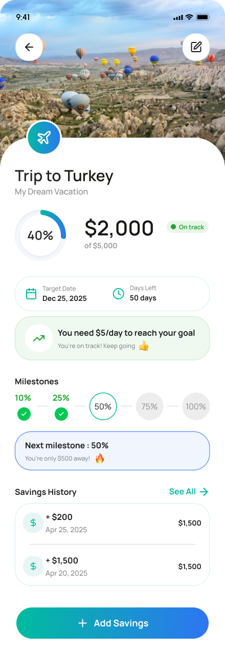 Goal Inner screen with content